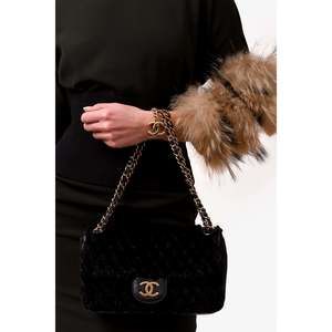 Pre-loved Chanel™ 2008/09 Black Rabbit Fur/Calfskin Leather Flap Bag